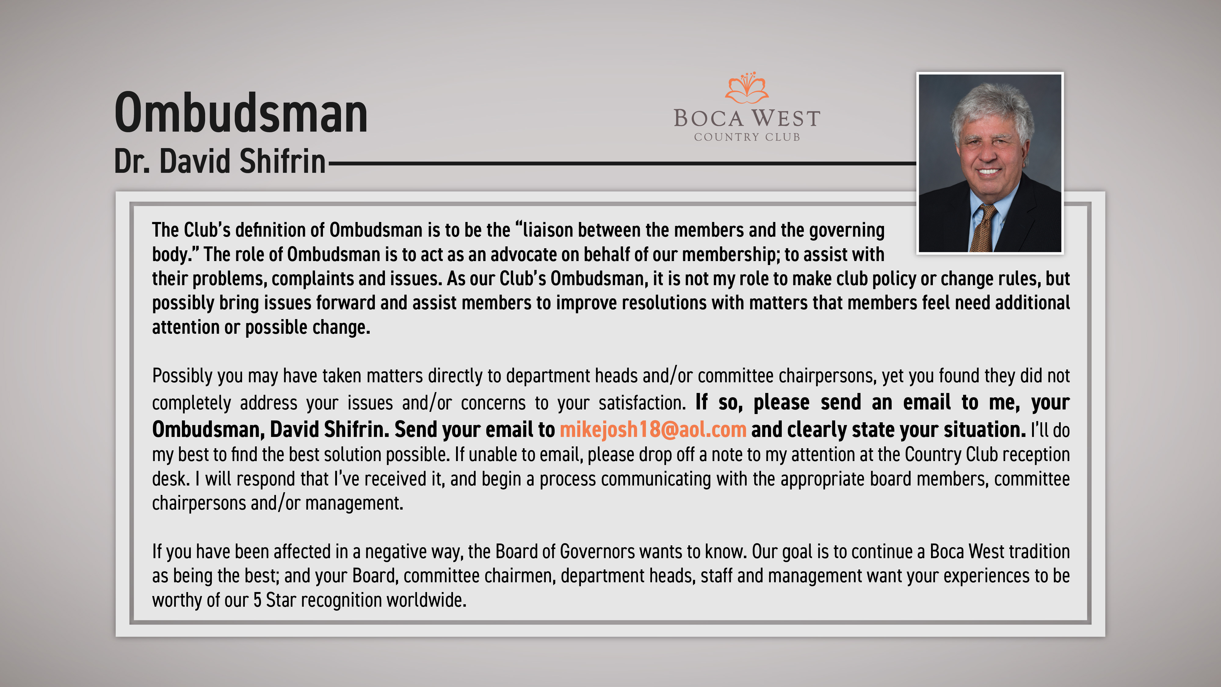 Boca West Membership Information