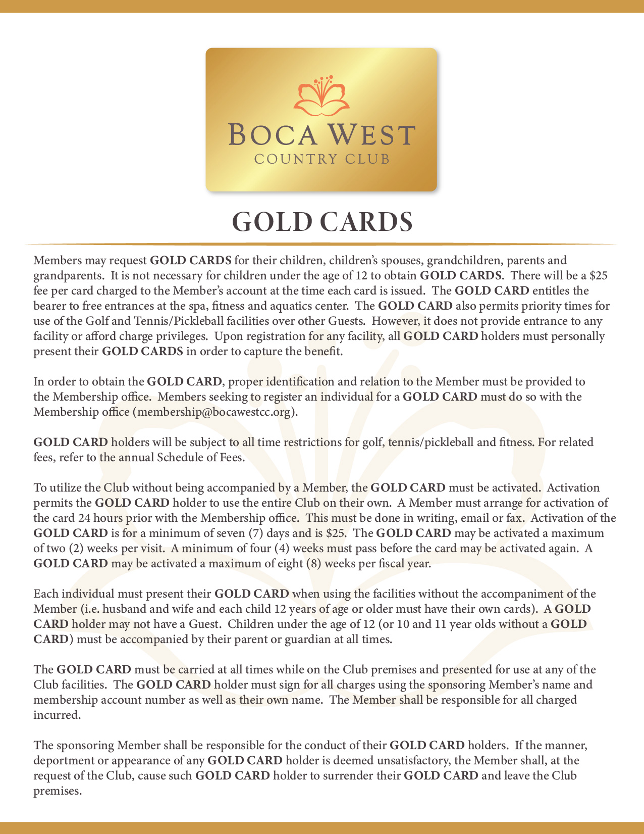 Boca West Membership Information